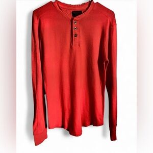 Foot Locker Classic Orange Long Sleeve Henley for Men Size Medium